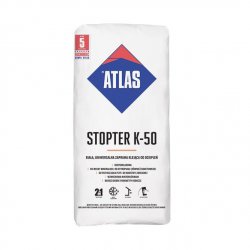 Atlas - bílá polystyrenová a vlněná lepicí malta Stopter K -50